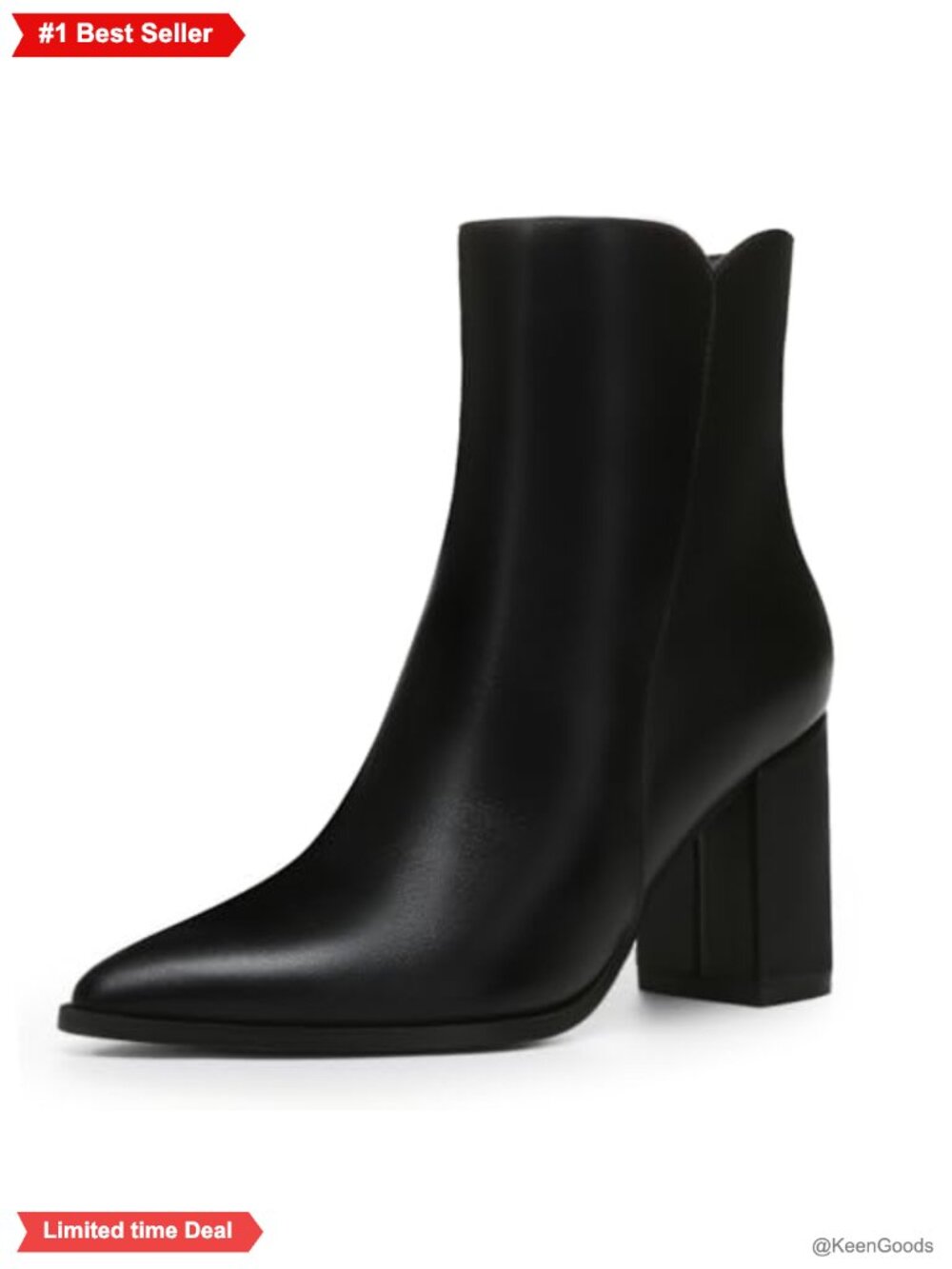 Women's Chunky High Heel Pointed Toe Ankle Booties Side Zip